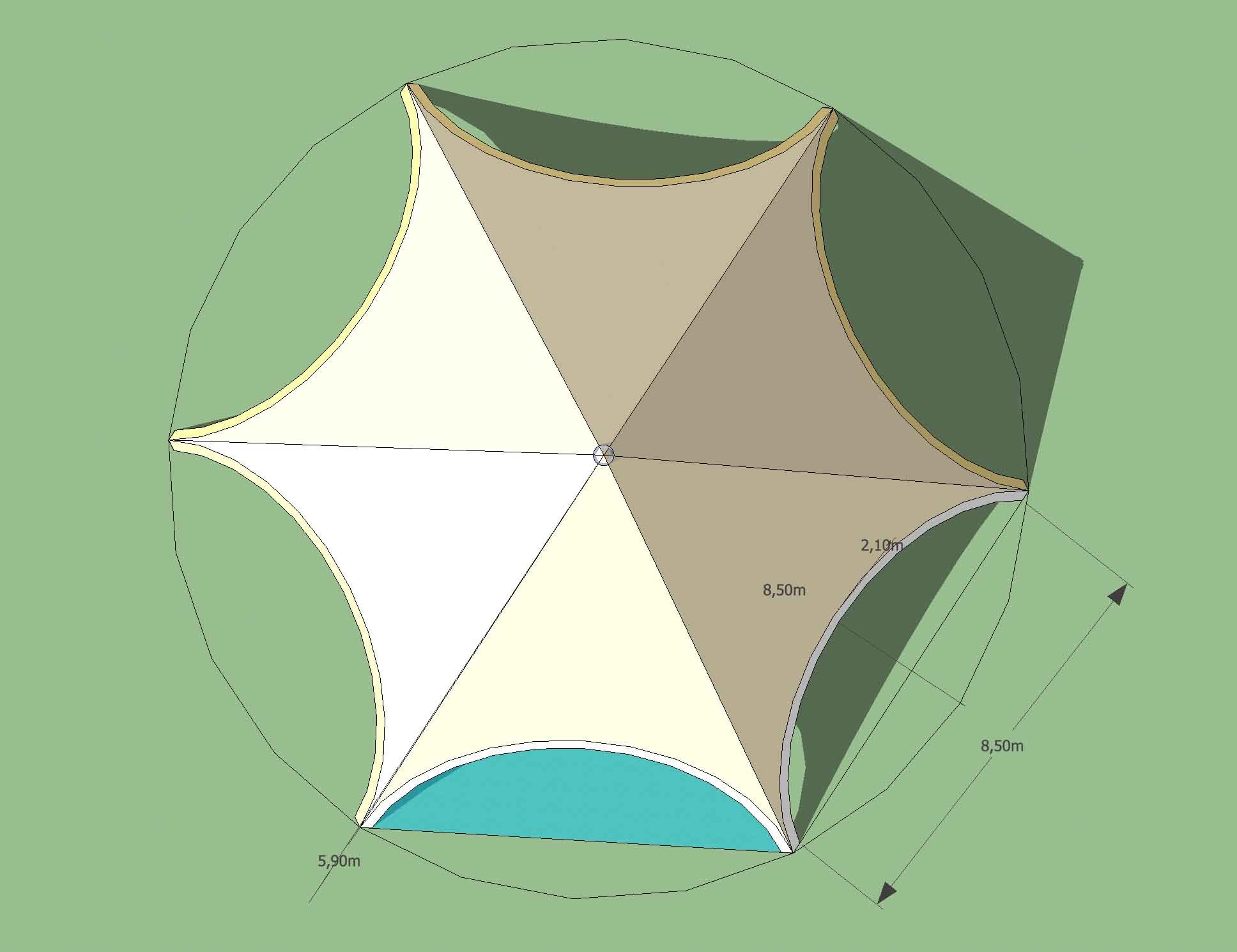 StarShade800 Afmetingen, bovenaanzicht